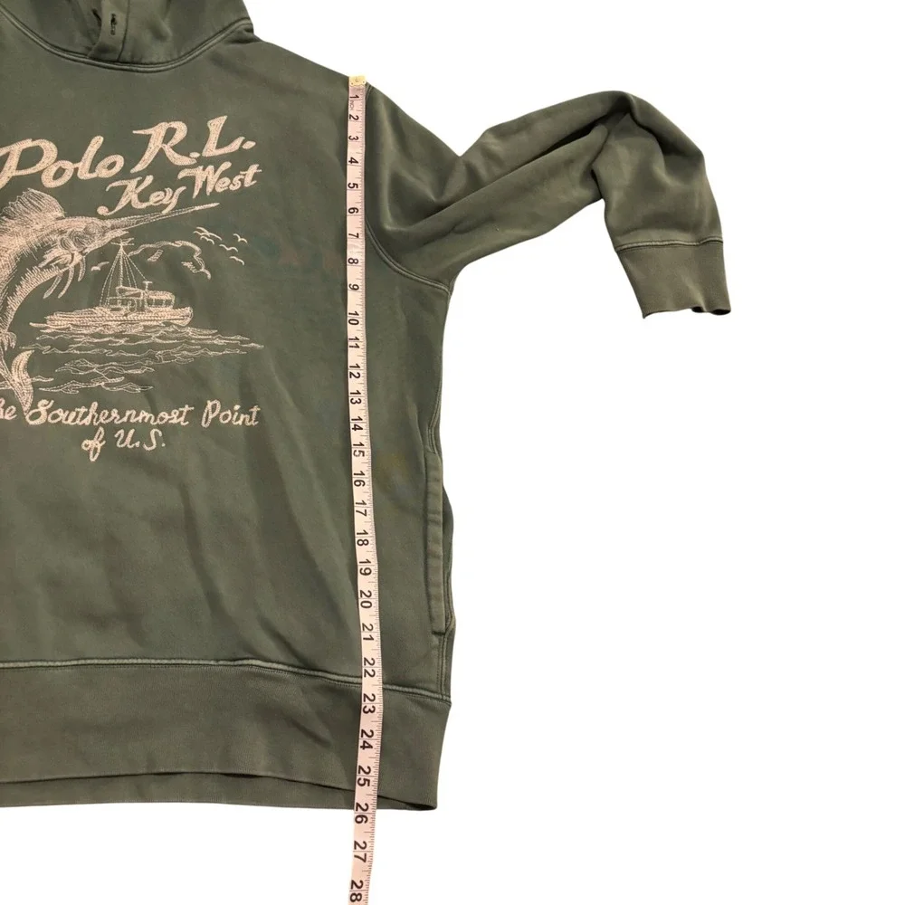 Polo Ralph Lauren Key West Marlin Fishing Hoodie Green Mens Large Embroidery Vtg